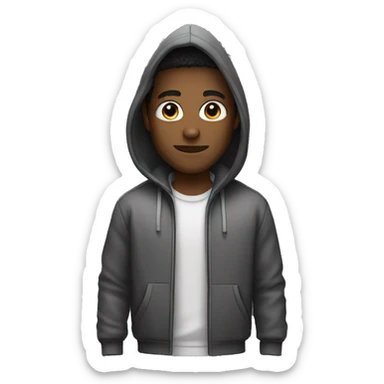 black grayscale man in a hooded jacket sticker
