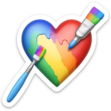 heart with rainbow paintbrush sticker