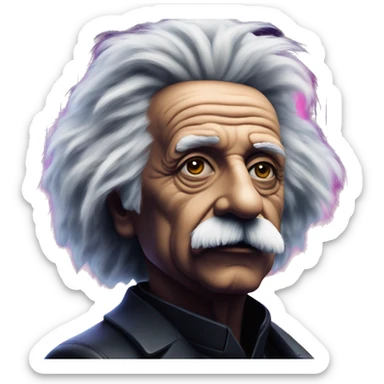 Synthwave Einstein in bladerunner style sticker