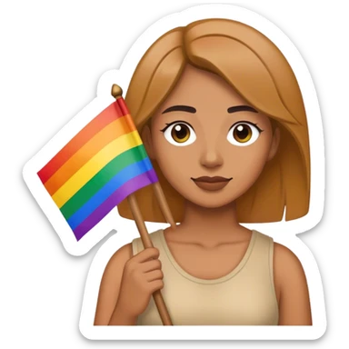 woman with lgbt flag sticker
