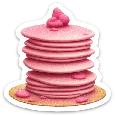 1 stack of pancakes that are pink with glitter  sticker