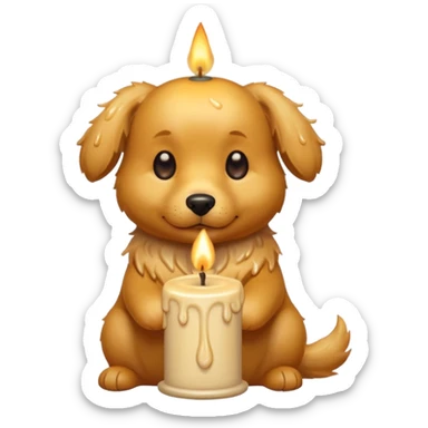 dog holding a lit aromatic candle in hand sticker