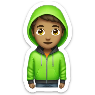 boy in neon green hoodie with cassette in his hand sticker