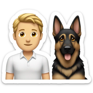 german shepherd with white brunette man sticker