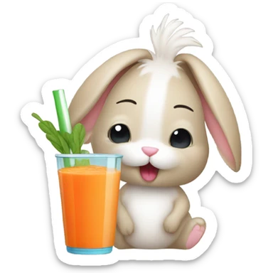 Bunny drinking a carrot smoothie sticker