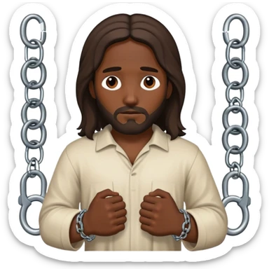 Dark skin robbed Jesus in handcuffs  sticker