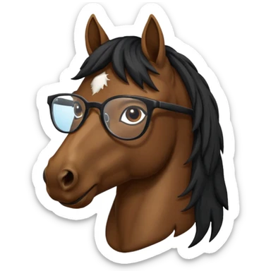 black horse head with glasses sticker
