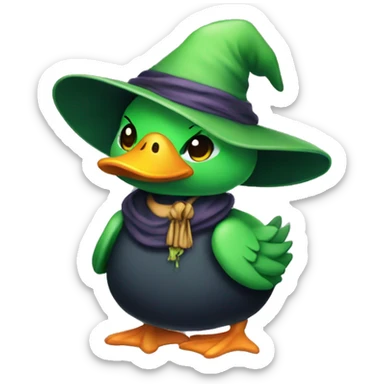 a witch green cute duck sticker