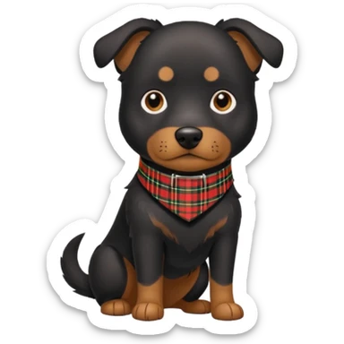 Medium size black dog with tartan collar sticker