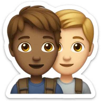 Hug of a light brown woman with brown hair and a white man with short brown hair sticker