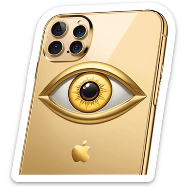 Gold iPhone 16 Pro Max, replace apple logo with fullgold all-seeing-eye logo backview sticker