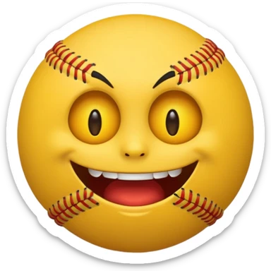 I want a emoji of a emoji with a evil smile throwing a baseball very hard sticker