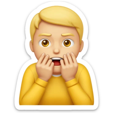 Yellow emoji figure biting nails sticker