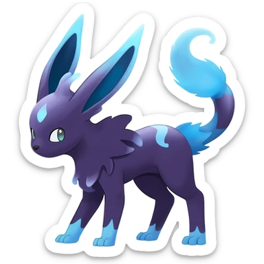 Dark pastel neon exotic painted Fakémon-Pokémon-Vernid-Vaporeon-Sylveon-Espeon-Glaceon-creature sticker