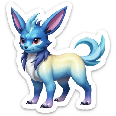 Shiny Sunny furry scaly painted Asian pastel-gradient Absol-Cobalion-Glaceon-Suicune-Amaura-fusion sticker