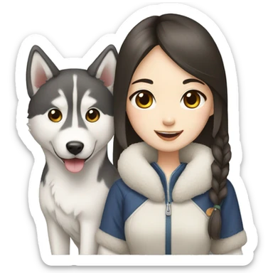 Japanese girl and husky sticker