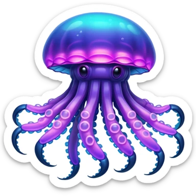 Neon glowing jellyfish-crab-squi sticker