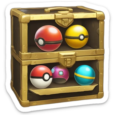 Pokemon Game LootCase BlackMystery ShinyGlow Color Rich Treasure Legendary Epic Pokeballs and Pokemons Inside sticker