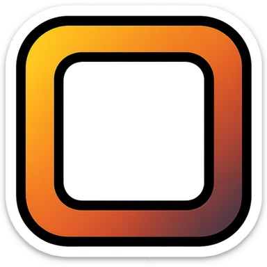 icon of a square with rounded corners, white center, seamless ombre effect outward to black, black border effect without visible line, no text sticker