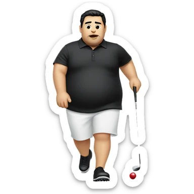 Fat guy with black hair golfing sticker