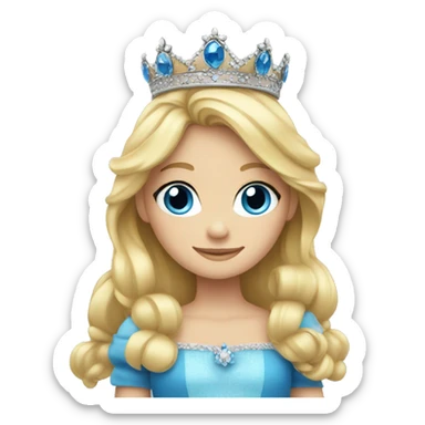 blonde princess with blue eyes with princess crown sticker