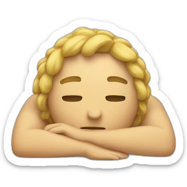 Emoji laying down holding head with hands with feet behind its head sticker