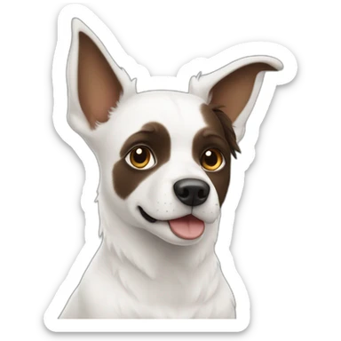 pointy ears White dog and brunette Girl sticker
