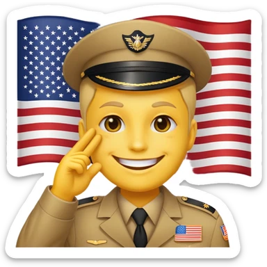 Yellow face saluting with an American flag in the background sticker