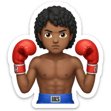Boxer , with a curly black mullet haircut sticker
