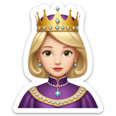 A dignified queen with high collar gown, gloved hands, and classic royal grace.
 sticker