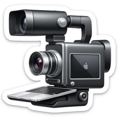 video camera and a macbook sticker