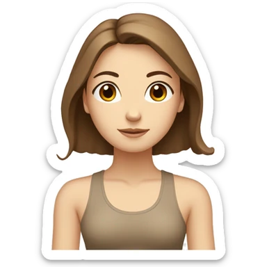 White Girl with brown hair doing yoga in beige tones  sticker