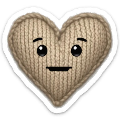 knitted beige heart sticker