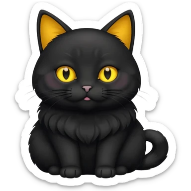 Un gato negro gordito con los ojos de color amarillos sentado sticker