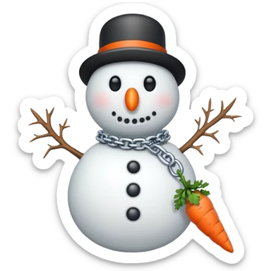 Snowman wearing a chain sticker