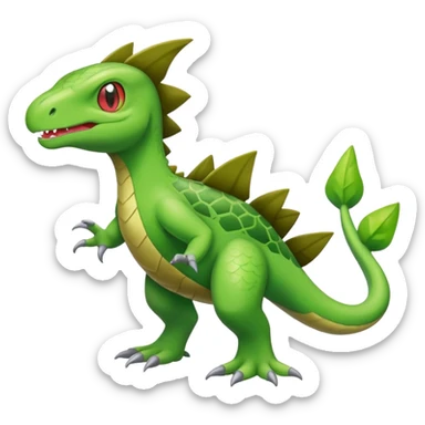 Larvitar-Axew-Grovyle-hybrid-Fakémon-creature (full body) sticker