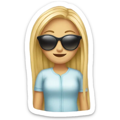 Blonde girl with spaghetti and sunglasses sticker