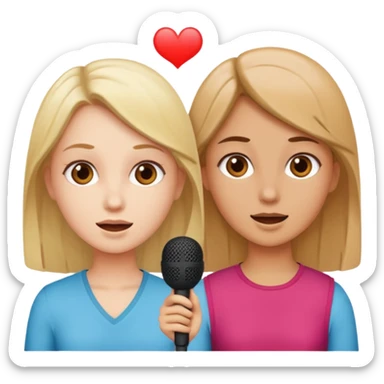 two girls practice speaking  sticker