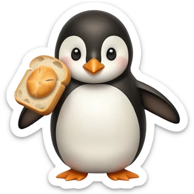 a penguin holding a loaf sticker