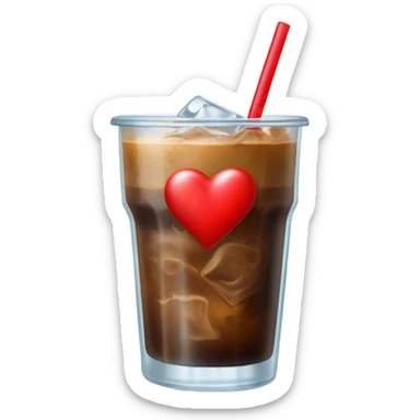 Iced coffee and red heart sticker