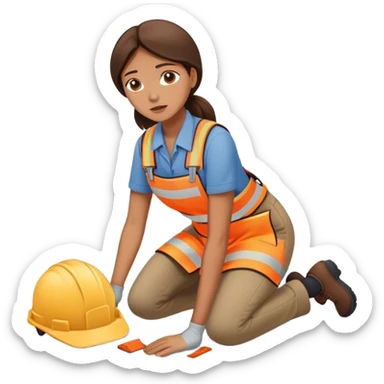 female labour worker fainted on the floor sticker