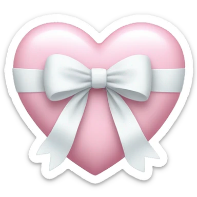 Pastel pink heart with white bow sticker