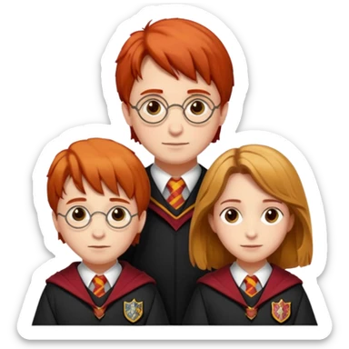 harry potter, ronald weasley and hermione granger in gryfinndor uniform sticker