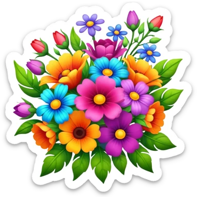 bright and cheerful fantasy bouquet of flowers sticker
