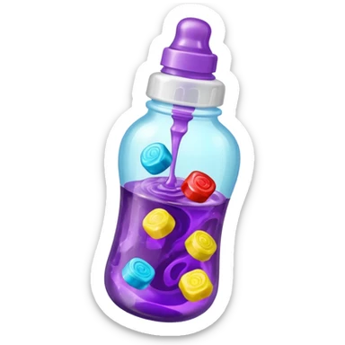 baby bottle with purple liquid and jolly ranchers sticker