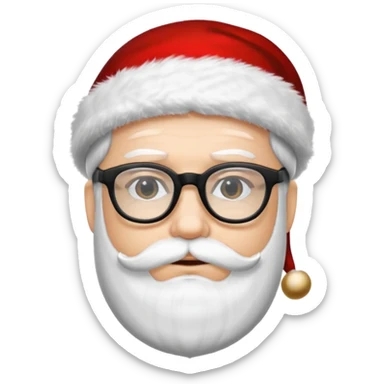 Sexy hipster Santa man with black hair white with black glasses  sticker