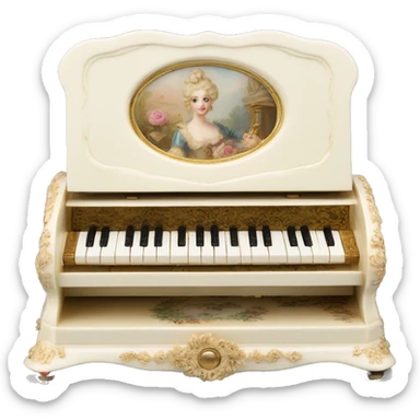 Vintage rococo ivory music box sticker