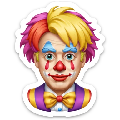 trump as a clown with colorful wig sticker