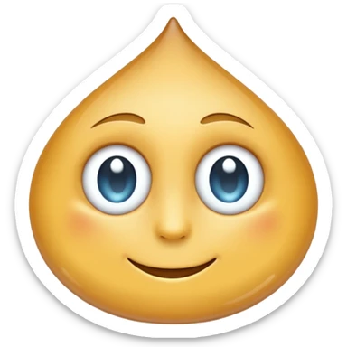 One eye on the left droplet; the right eye is absent but subtly hinted (indentation, ripple, or reflection). Clean emoji style, soft lighting, simple shapes, white/transparent background, high-resolution, friendly. sticker