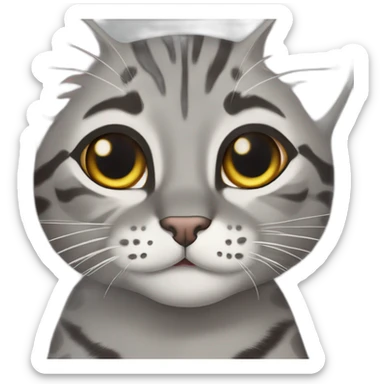 Grey big cute bengal cat grey eyes sticker
